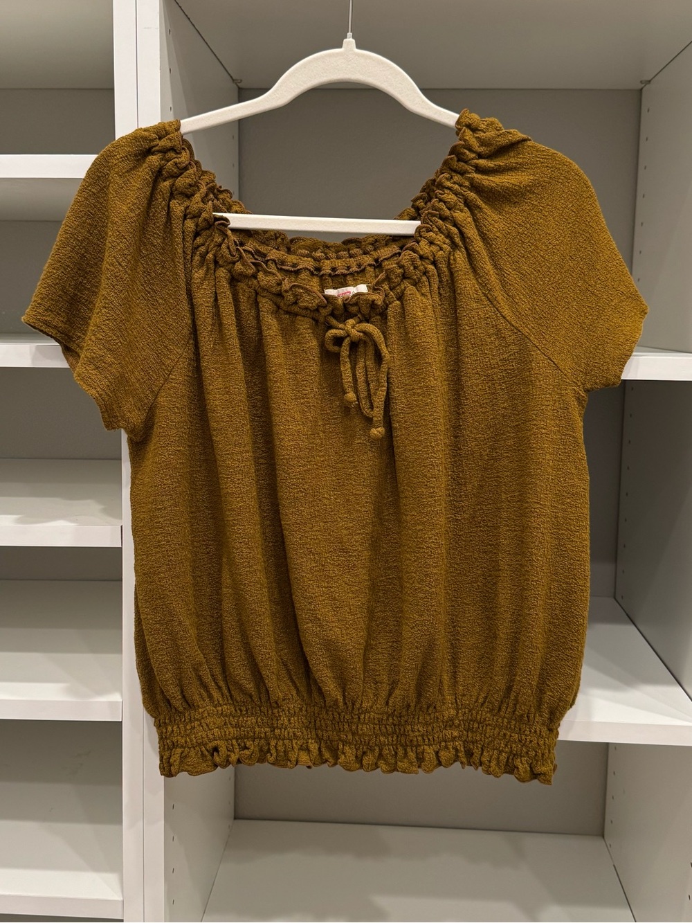 Madewell Smocked Yellow Mustard Top, Size M